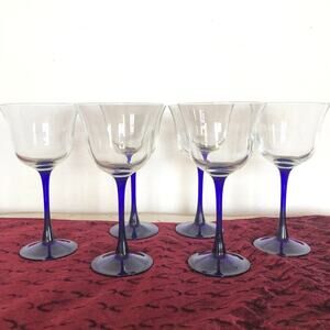 Cristal D'Arques-Durand Americana Blue Stem Wine Glass's set of 6
